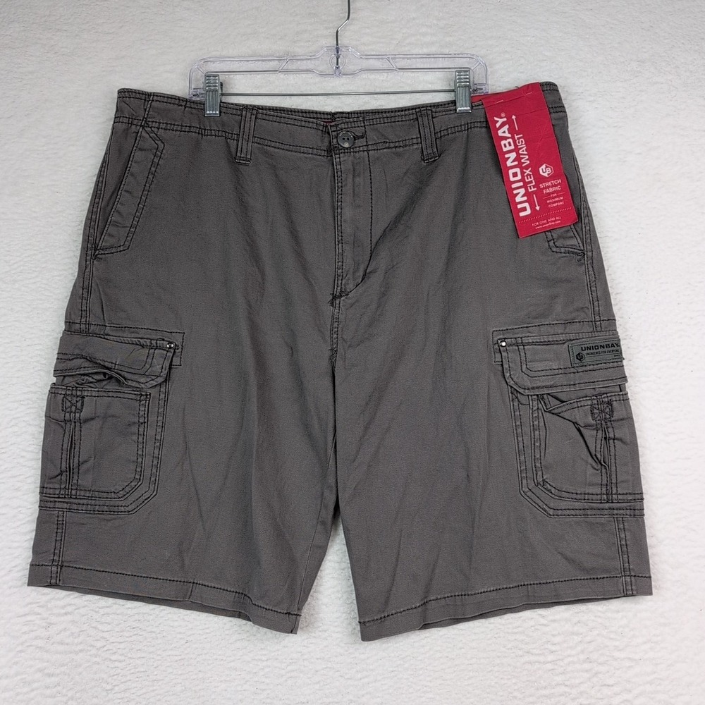 NWT Unionbay Flex Waist Cargo Shorts Gray Stretch Men's 42x11